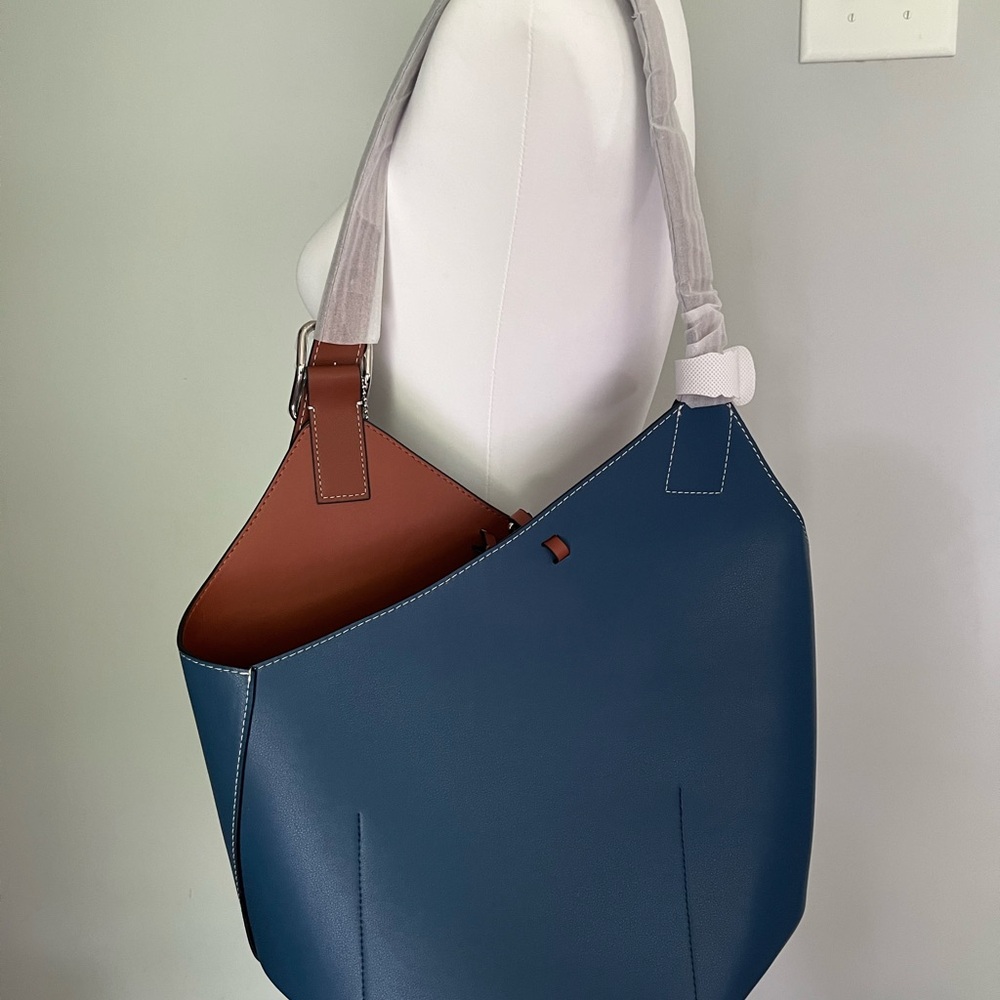 MDBM Cholet Blue & Brown Leather Bucket Bag – New Without Tags